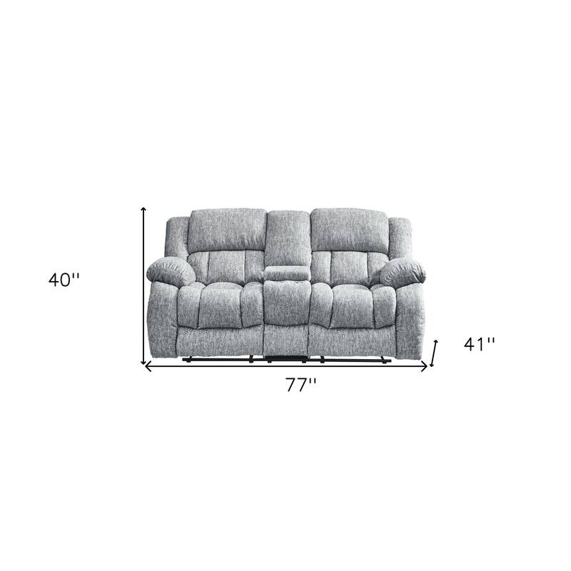 77" Light Gray Manual Reclining Loveseat With Storage