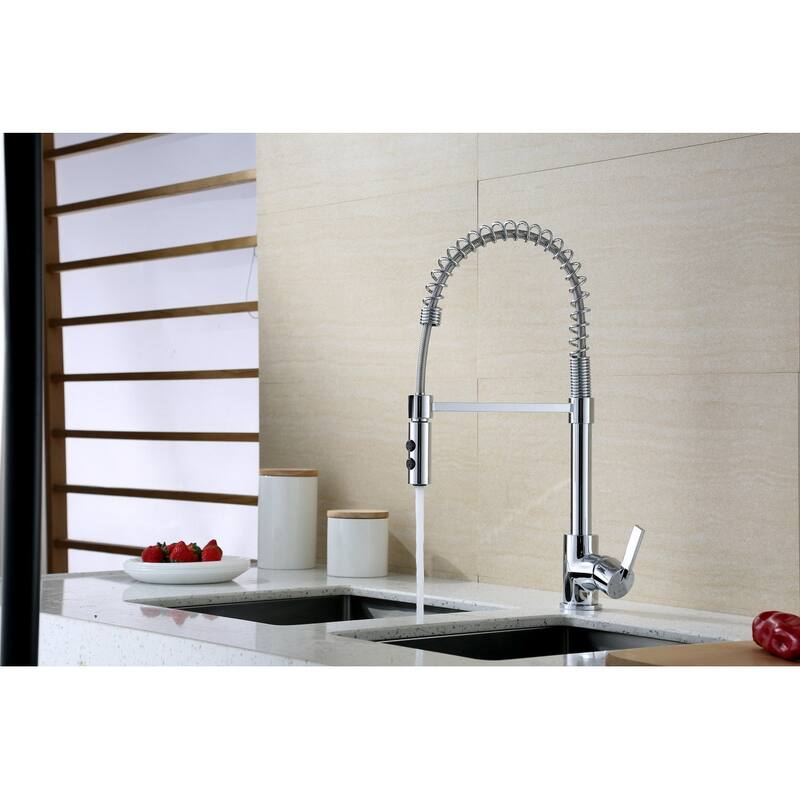 UltraFaucets Euro Collection Spring Spout Kitchen Faucet With Pull-Down Spray