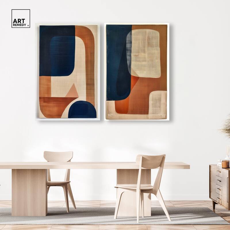 Blue Cream Set Canvas Set of 2 by Art Remedy, Gallery Wrapped