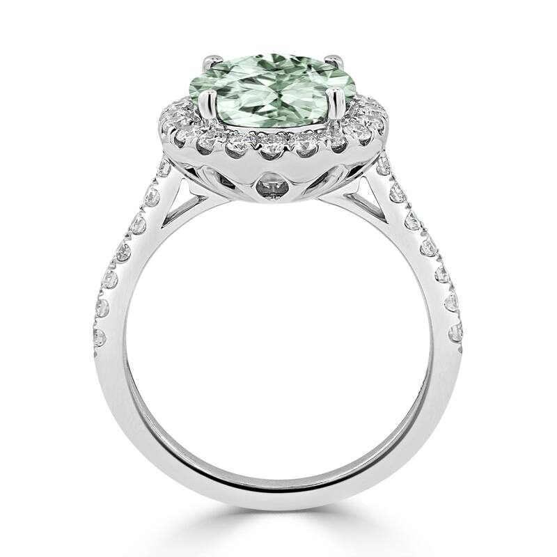 Auriya 2ct Fancy Round Green Amethyst and Halo Diamond Engagement Ring 5/8ctw 14k Gold