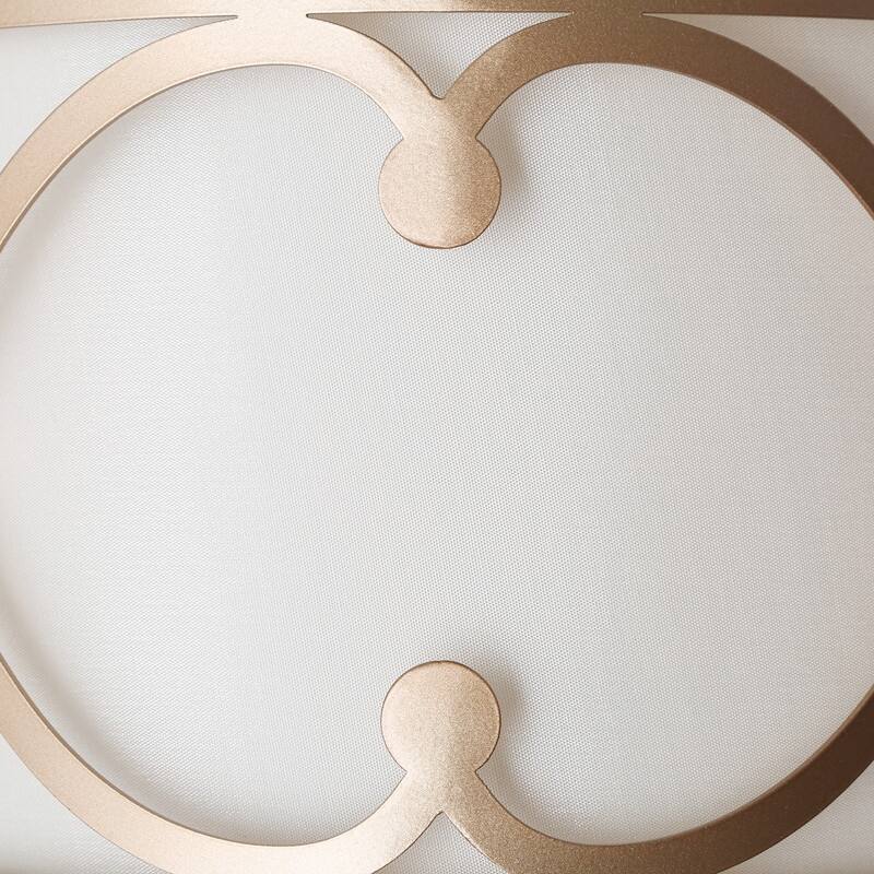 Mid-century Modern Gold Semi-Flush Mount Drum 3-light Crown Fabric Ceiling Light - D 13"x H 11"