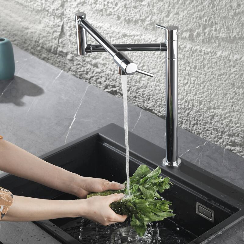 Modern Two Handle Solid Brass Folding Stretchable Pot Filler Faucet