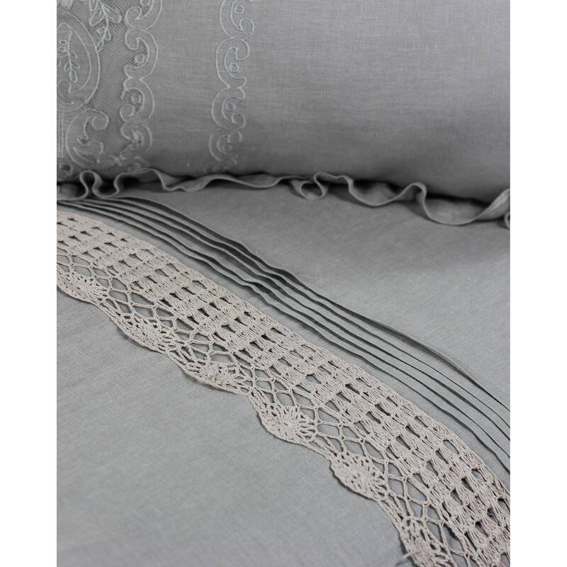 The Gray Barn Spring Field Linen Duvet Set - 4 Color (White, Grey, Pink, Ivory)