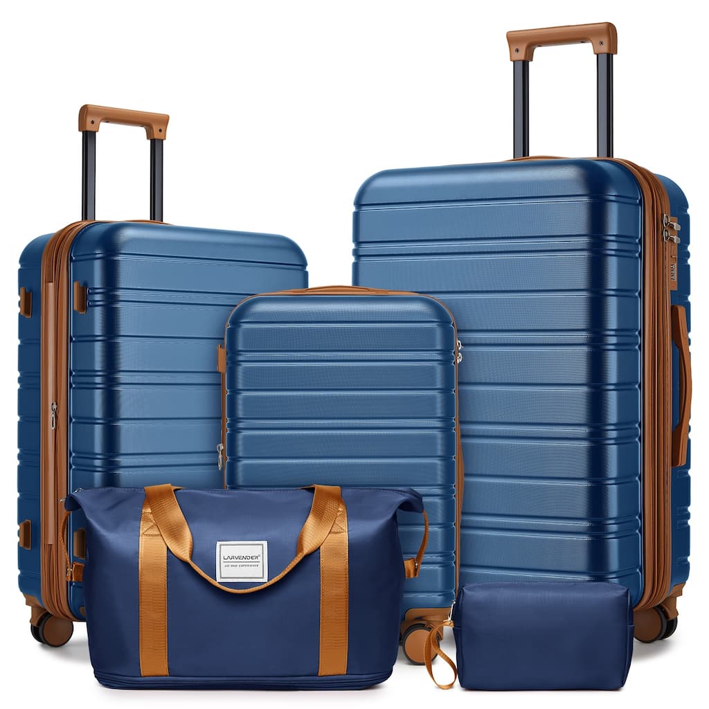 5-Piece, Luggage Sets, Hard-Shell Expandable Suitcases with Duffel Bags and Spinner Wheels, for Boarding Travel, Blue