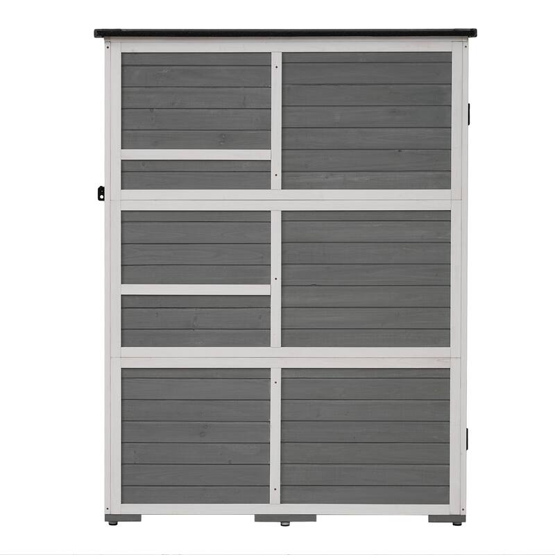 Roomfitters 5.5ft Outdoor Wood Storage Shed with Waterproof Roof and Multiple Shelves