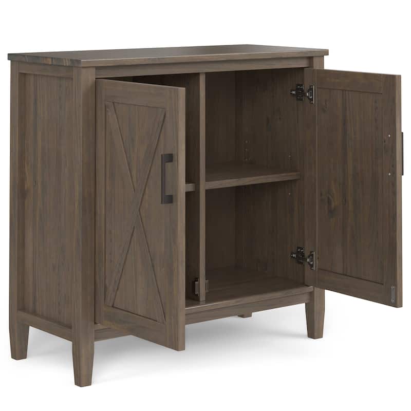 WYNDENHALL Cantina SOLID WOOD 32 inch Wide Transitional Low Storage Cabinet in Smoky Brown - 14" d x 32" w x 31" h