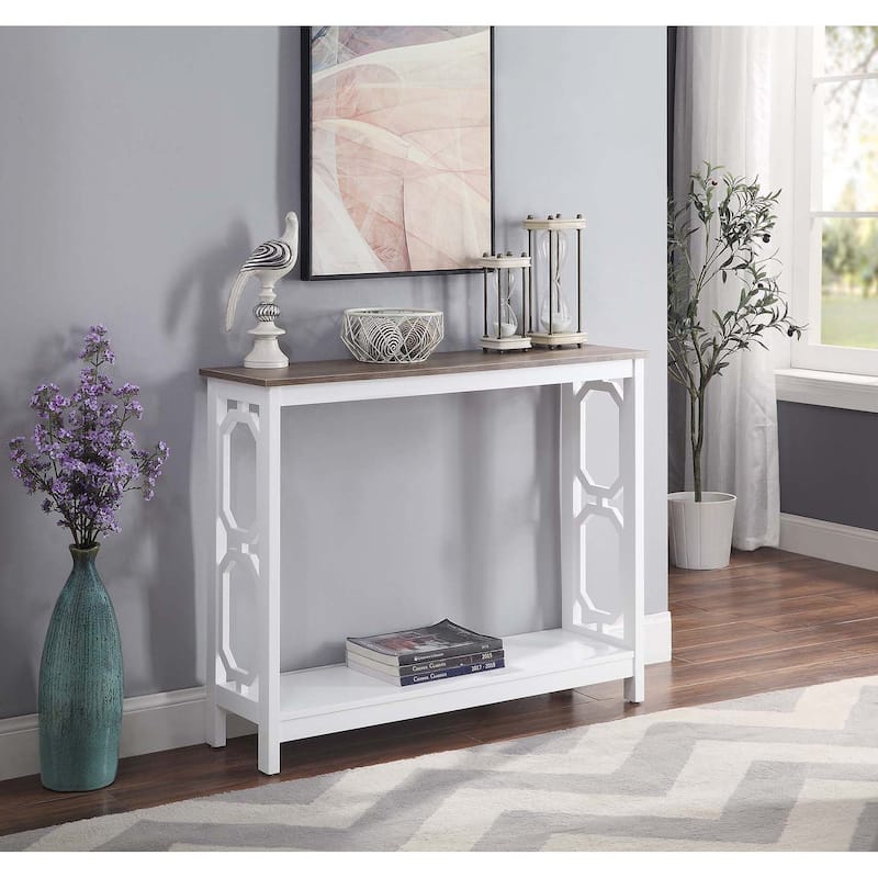 Convenience Concepts Omega Console Table with Shelf - Driftwood/White