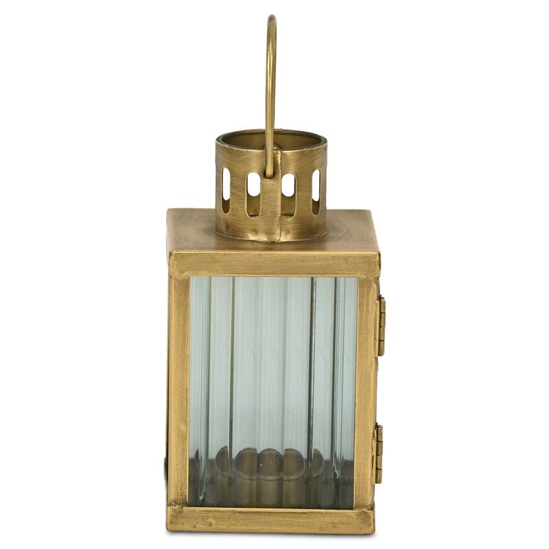 Marzanna 6.75" Fluted Glass & Metal Lantern - N/A