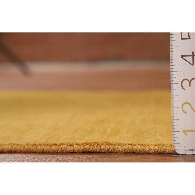 Gold Gabbeh Modern Foyer Rug Hand-Knotted Wool Carpet - 2'10"x 3'11"