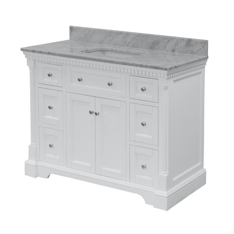 KitchenBathCollection Sydney 48" Bathroom Vanity with Carrara Marble Top