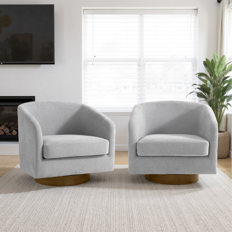 Faux Leather Wide Seat Swivel Barrel Chair