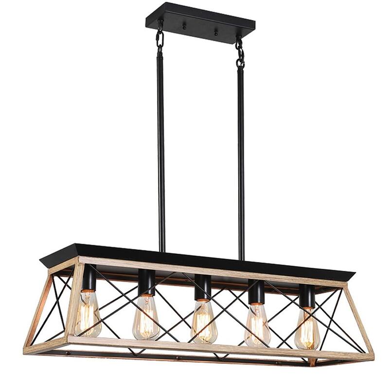 Farmhouse Restaurant 5-Light Metal Rectangular Chandelier