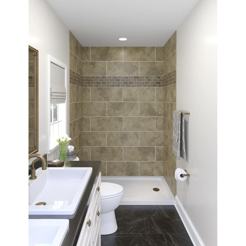 Miseno MSW-603696RFL Readyset 60" X 36" X 96" Fifteen Panel Alcove - Stone Sierra