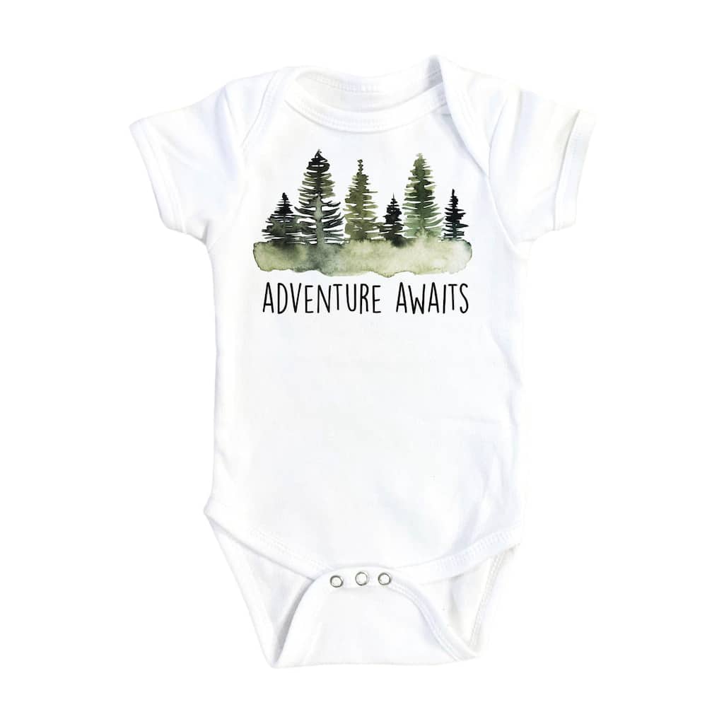 Adventure Awaits Hiking - Baby Boy Girl Clothes Infant Bodysuit Funny Cute Newborn