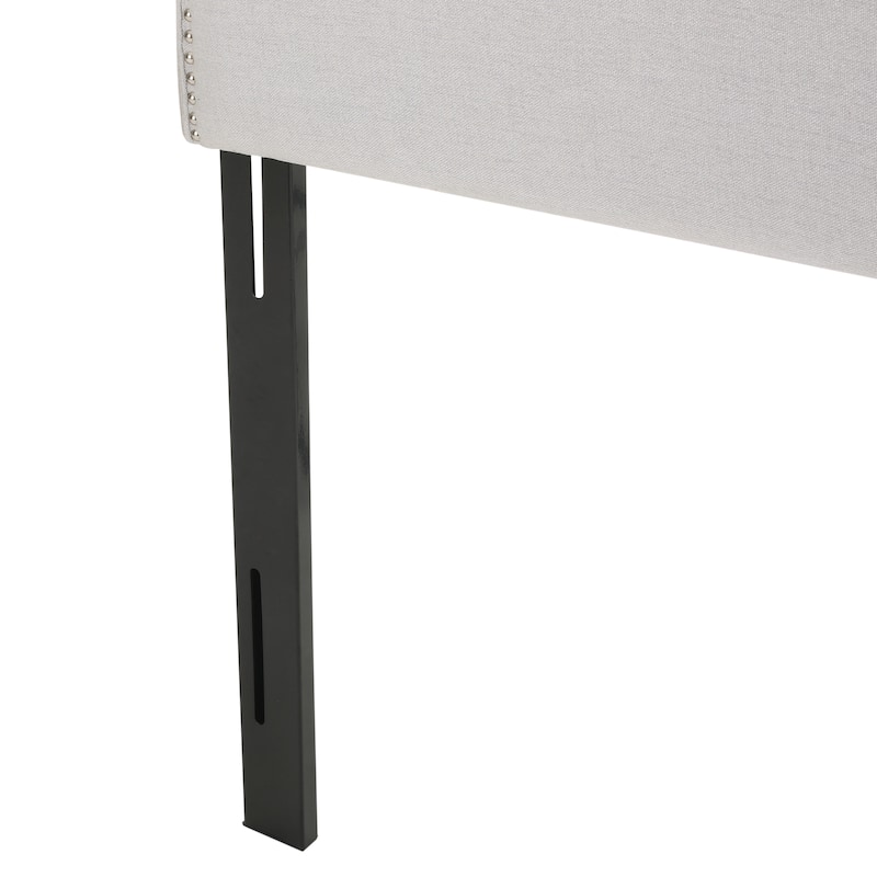 Queen bed, Headboard with Black finish on height-adjustable legs