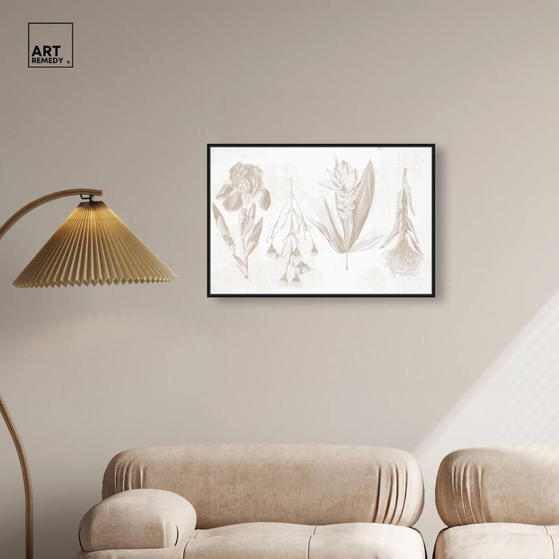 White Pressed Flora Canvas by Art Remedy