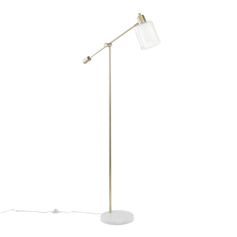 Lumisource Floor Lamp White Marble and Metal with Clear Frosted Glass - 29.5"Lx10.75"Wx73"H