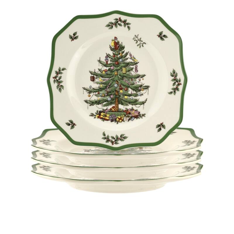 Spode Christmas Tree Scalloped Dinner Plate - 10.5 inch - 4 Piece