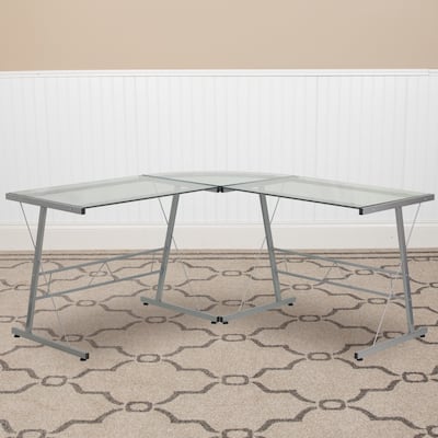 L-Shaped Computer Corner Glass Desk, Gaming Desk, Home Office Corner Desk