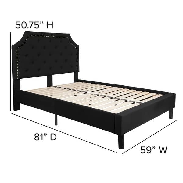 dimension image slide 17 of 20, Tufted Platform Bed with 10 Inch Pocket Spring Mattress