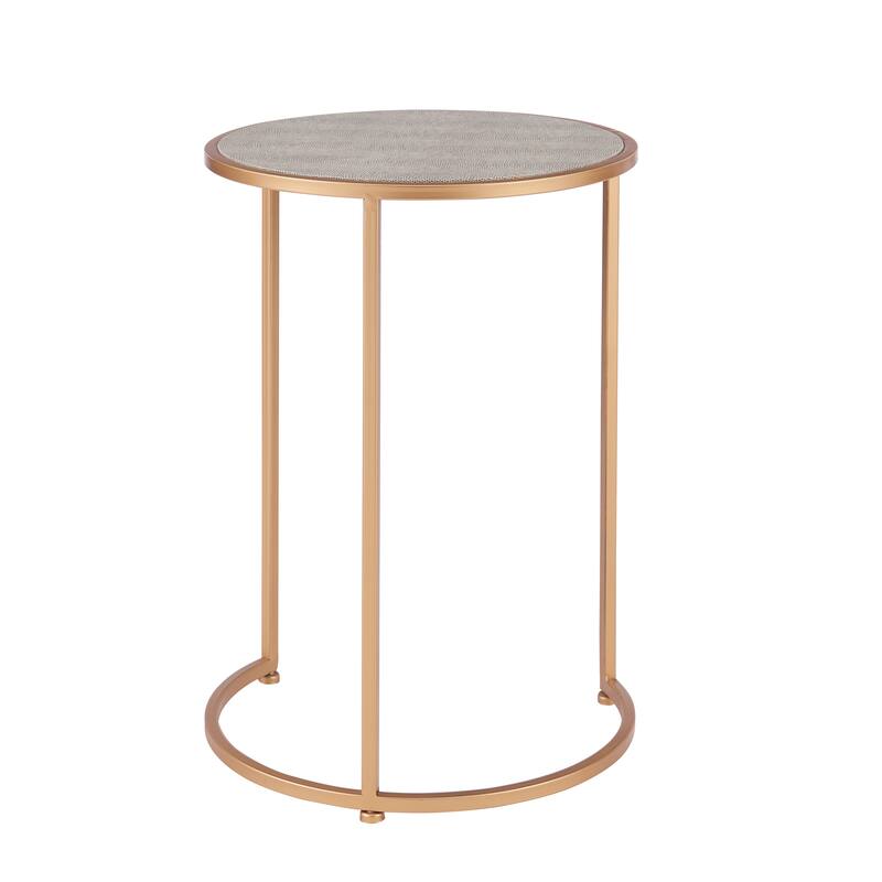 NPD Furniture Anza Set of 2 Faux Shagreen Nesting End Table