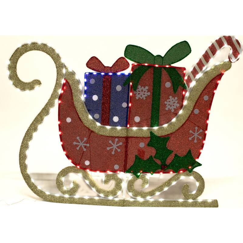 Christmas 4 ft. Lighted LED 2D Sleigh With Presents