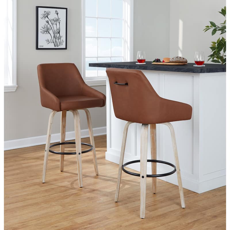 The Gray Barn Hadley 30" Fixed-Height Bar Stool with Bent Wood Legs & Round Footrest (Set of 2)