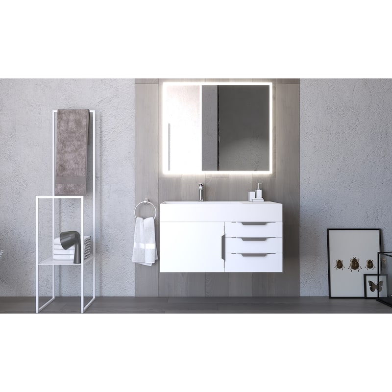 Amazon 36" Wall Mounted Bathroom Vanity Set w/ White Top
