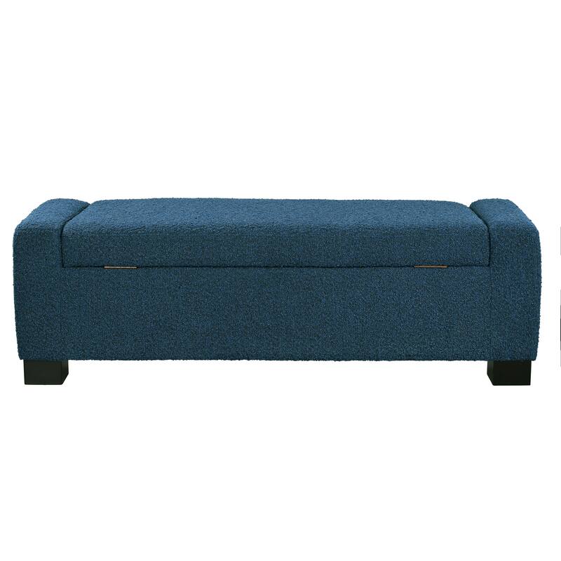 50" Ottoman Bench in Textured Fabric, Rectangular Design with Hinged Lid for Seating, Footrest, and Hidden Storage