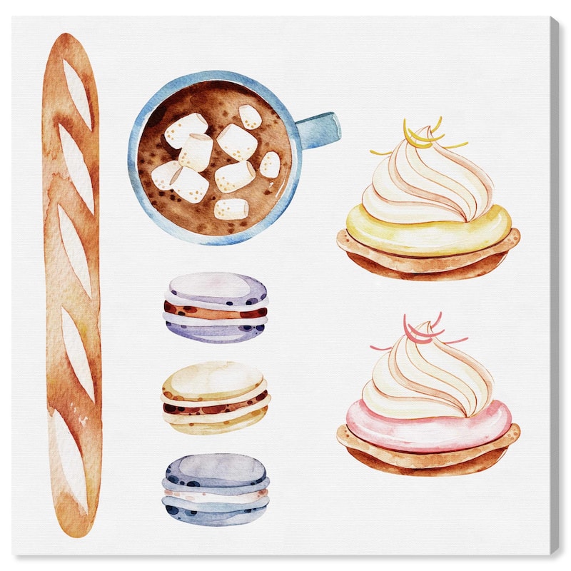 Wynwood Studio 'Petit Desserts' Food and Cuisine Wall Art Canvas Print Pastry - Brown, Purple