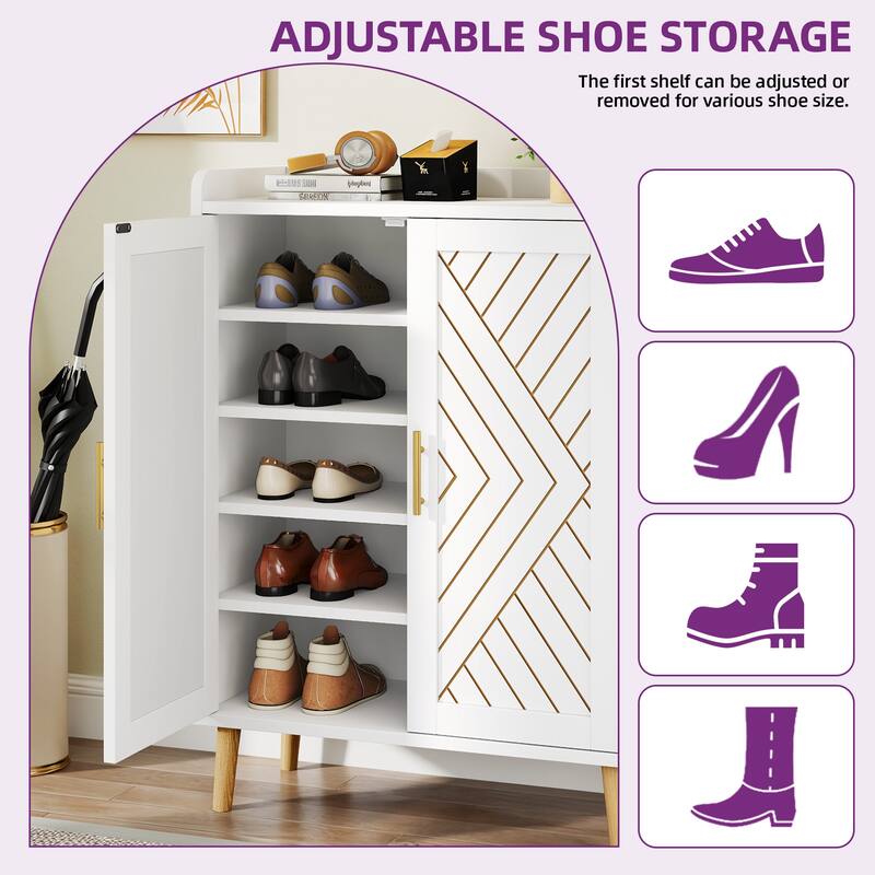 Moasis Shoe Storage Cabinet with Doors, 5-Tier Freestanding Shoe Organizer for Entryway