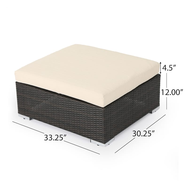 Santa Rosa Wicker Outdoor Ottoman with Cushion by Christopher Knight Home