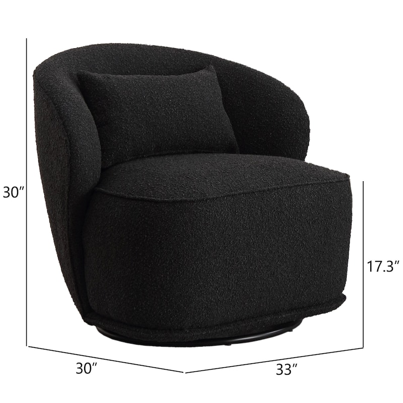 KINWELL 33" W Sherpa Boucle Upholstered Accent Swivel Chair (Set of 2)