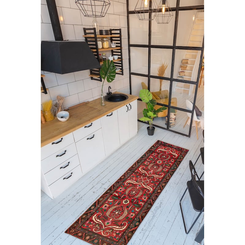 ECARPETGALLERY Hand-knotted Andelz Red Wool Rug - 2'11 x 9'11
