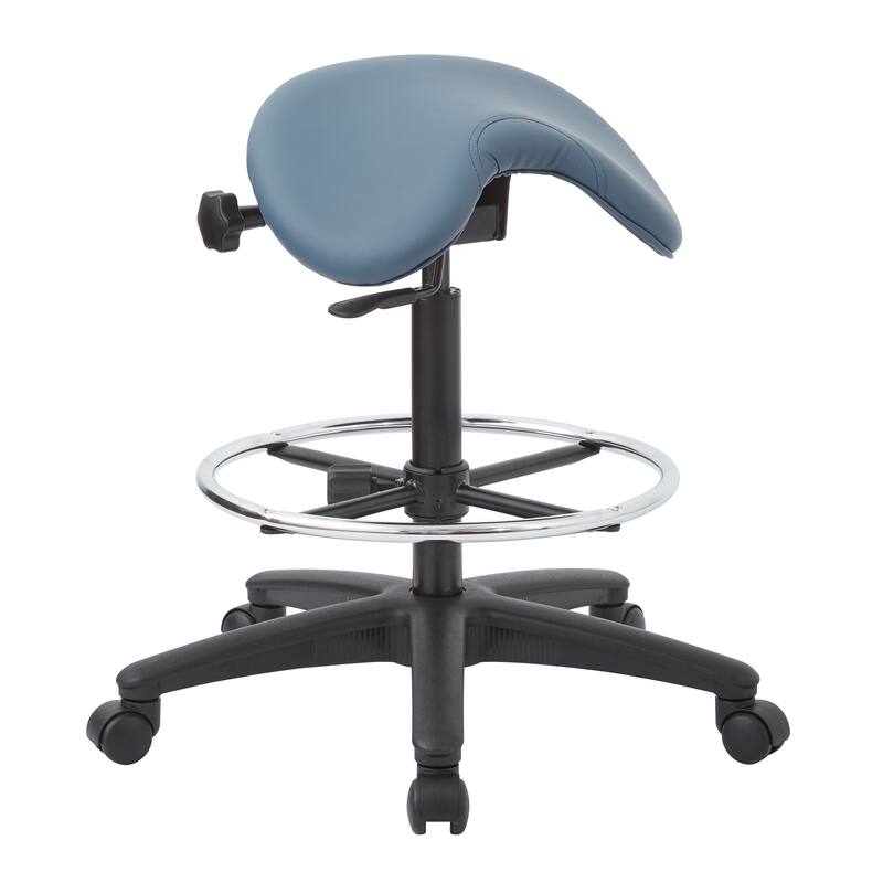 Backless Stool with Height-adjustable Saddle Seat - dillon blue