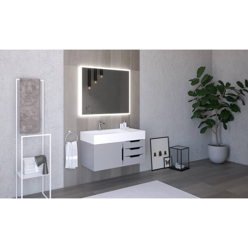 Amazon 36" Wall Mounted Bathroom Vanity Set w/ White Top