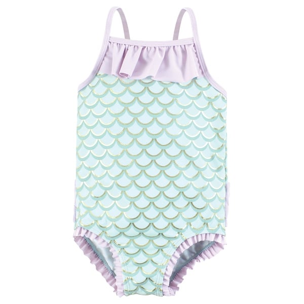 slide 1 of 1, Hudson Baby Girls Toddler Swimsuit, Mermaid 2T - Mermaid Toddler