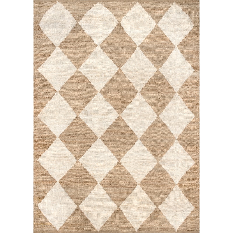 Louie Diamond Checkerboard Jute Area Rug