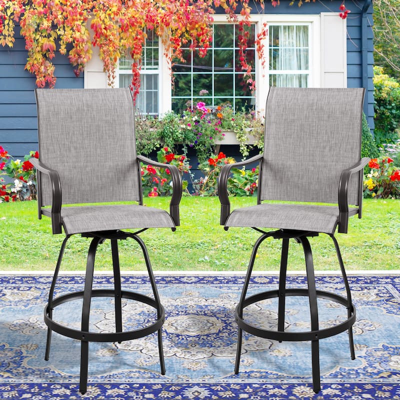 Futzca Patio Swivel Bar Bistro Set or Swivel Bar Stools - Set of 2 - Grey
