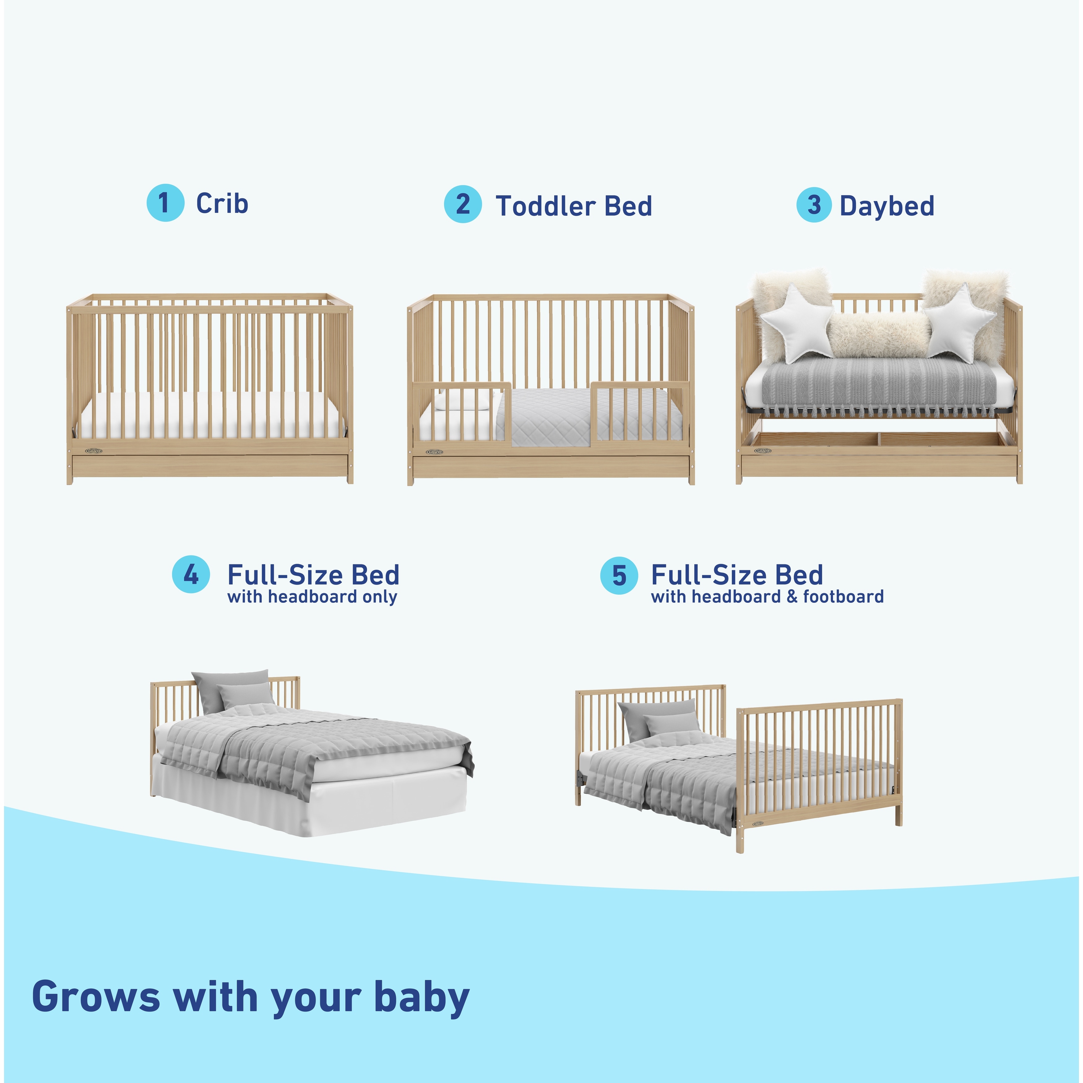 Graco Teddi 5 in 1 Convertible Crib with Drawer Bed Bath