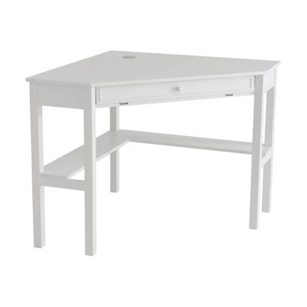 Corner Computer Desk White - Modern L-Shaped Desk with Keyboard Tray & Storage - 48" Wide