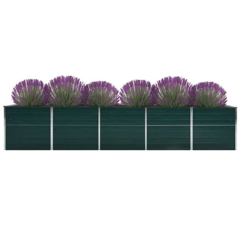 vidaXL Raised Garden Bed Planter Pot Flower Box Outdoor Galvanized Steel Green