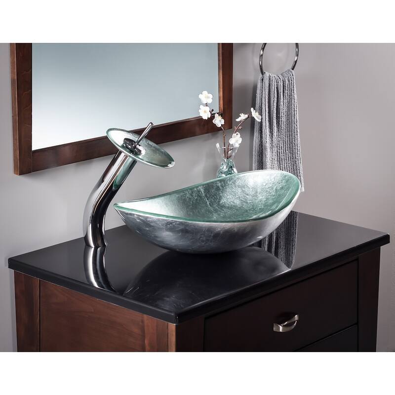 Miseno Painted Foil 21-1/2" Oval Glass Vessel Bathroom Sink