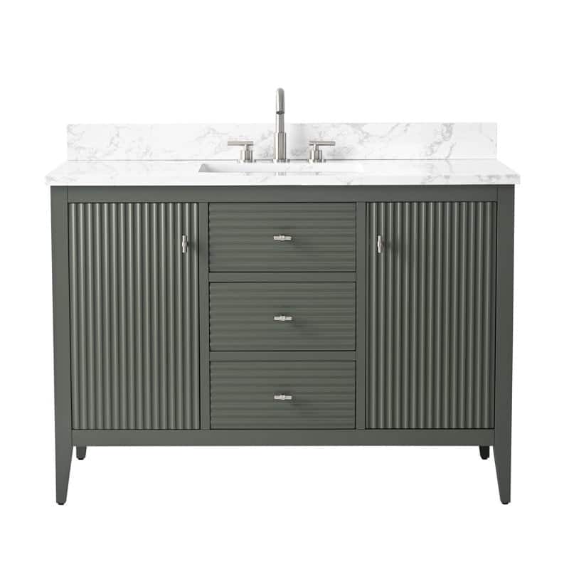 Vanity Art 48" Single Sink Bathroom Vanity Cabinet with Engineered Marble Countertop