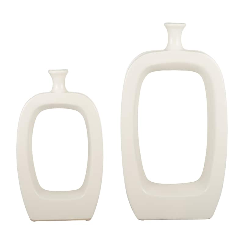 Sagebrook Home Modern Coastal Cut Out Ceramic Bud Vase