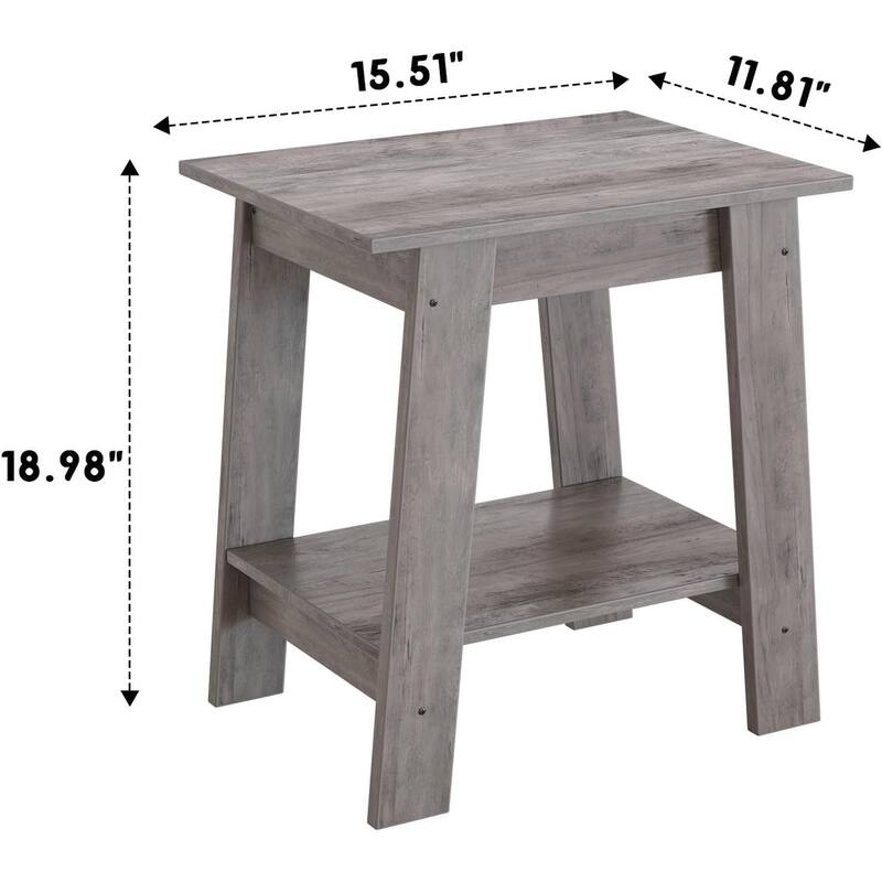 Farmhouse End Table, Narrow Side Table with 2 Tier Storage Shelf, for Bedroom, Entryway, Living room