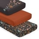 preview thumbnail 1 of 4, Sweet Jojo Designs Black Boho Wildflower Vintage Floral Girl 3 Pack Fitted Crib Sheets - Solid Orange & Bohemian, Farmhouse Leaf