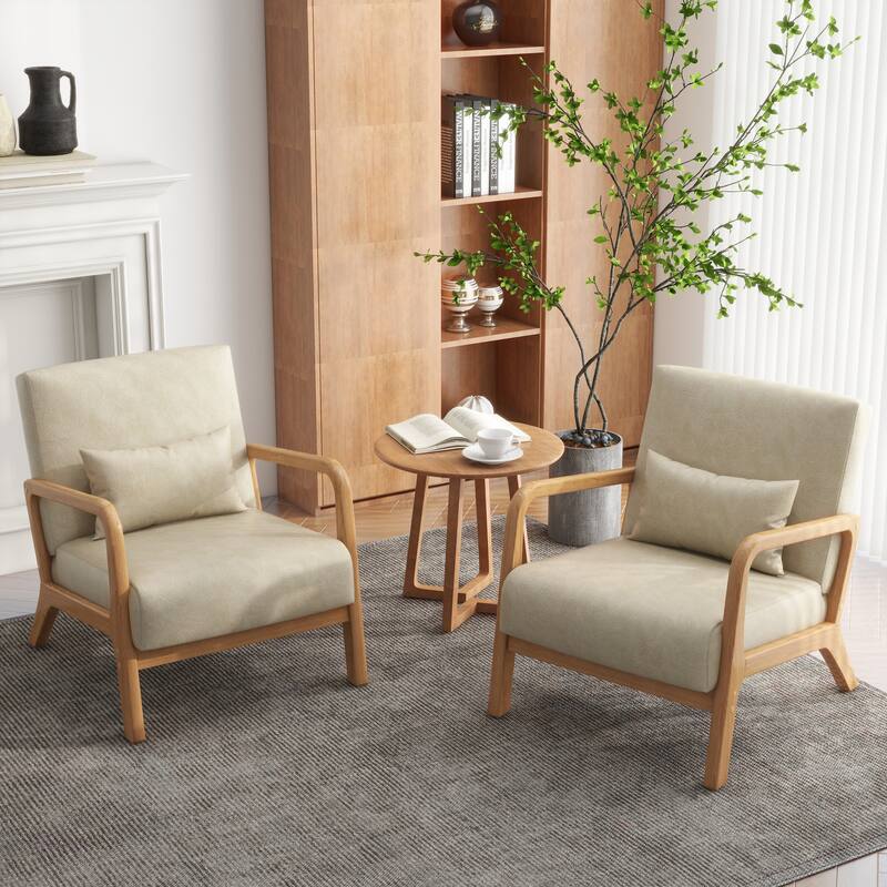 Upholstered Armchair Leisure Chair Accent Chairs Set of 2 with Pillow