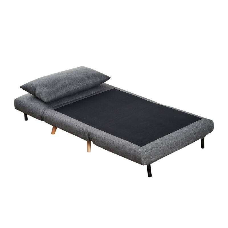 Upholstered Convertible Tri-Fold Chair with Pillow and Hideaway Legs - 75.5"D x 41"W x 30"H