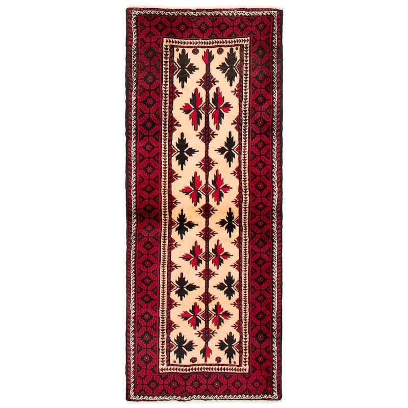 ECARPETGALLERY Hand-knotted Royal Baluch Ivory Wool Rug - 2'10 x 7'3 - Ivory - 2'10 x 7'3